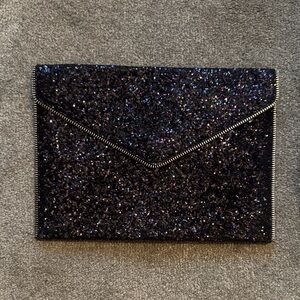 Rebecca Minkoff Black Glitter Envelope Clutch